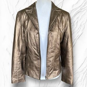 Alfani Metallic Real Leather Jacket Size Medium